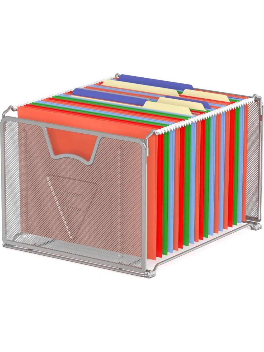 Stylish Mesh Hanging File Organizer - Silver, Space-Saving Storage Solution